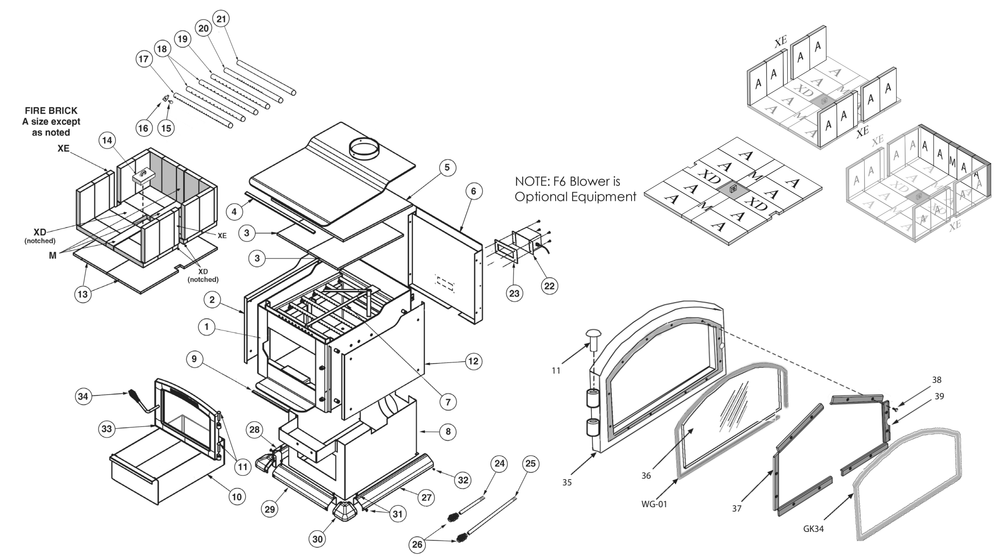 Diagram Diagram and Parts List for TR007  US Stove Company Heating Stove